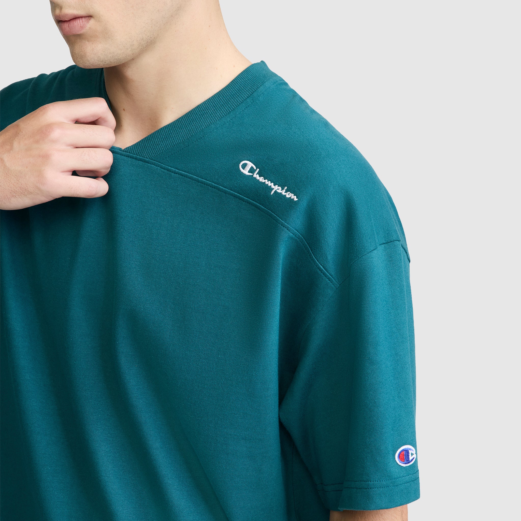 Short Sleeve Boxy T-Shirt. Embroidered Script Logo - Image 5